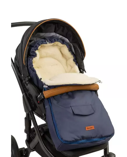 Navyblauwe wol romperzak voor kinderwagen