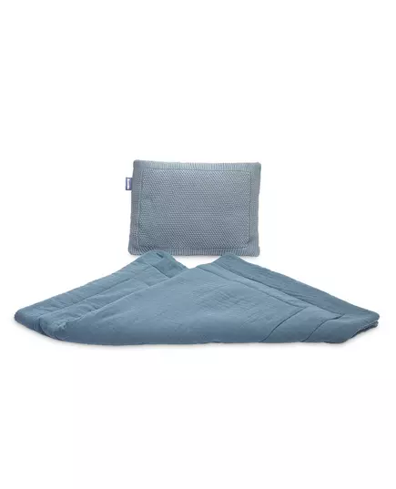 Gebreide wiegenset muslin-blauw