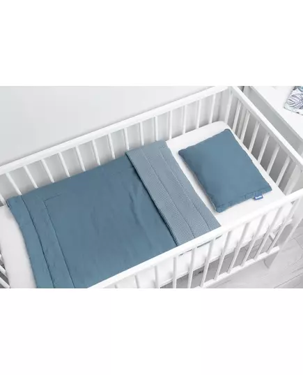 Gebreide wiegenset muslin-blauw